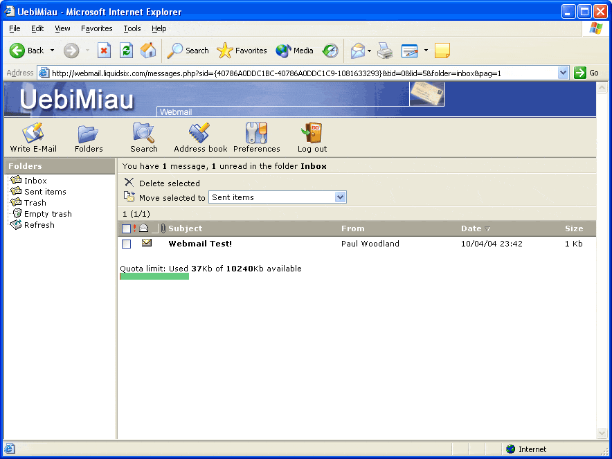 The UebiMiau web interface